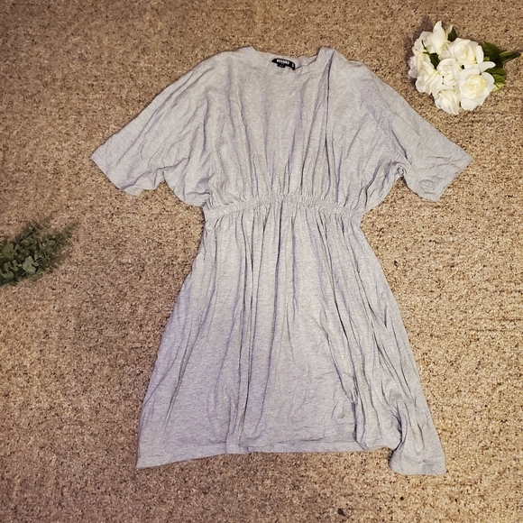 Missguided Tall Gray cinched waist shirt dress - Picture 2 of 8